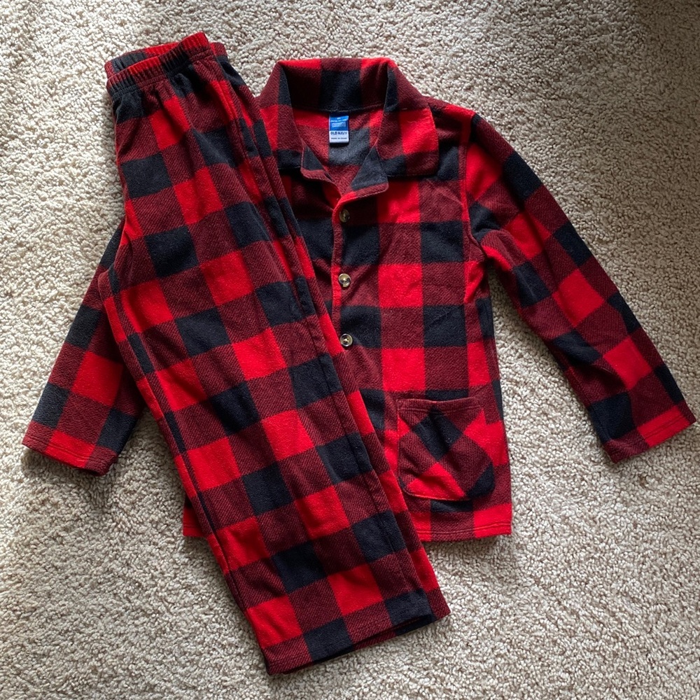 Old Navy Kids Red and Black Check Pajama Set
